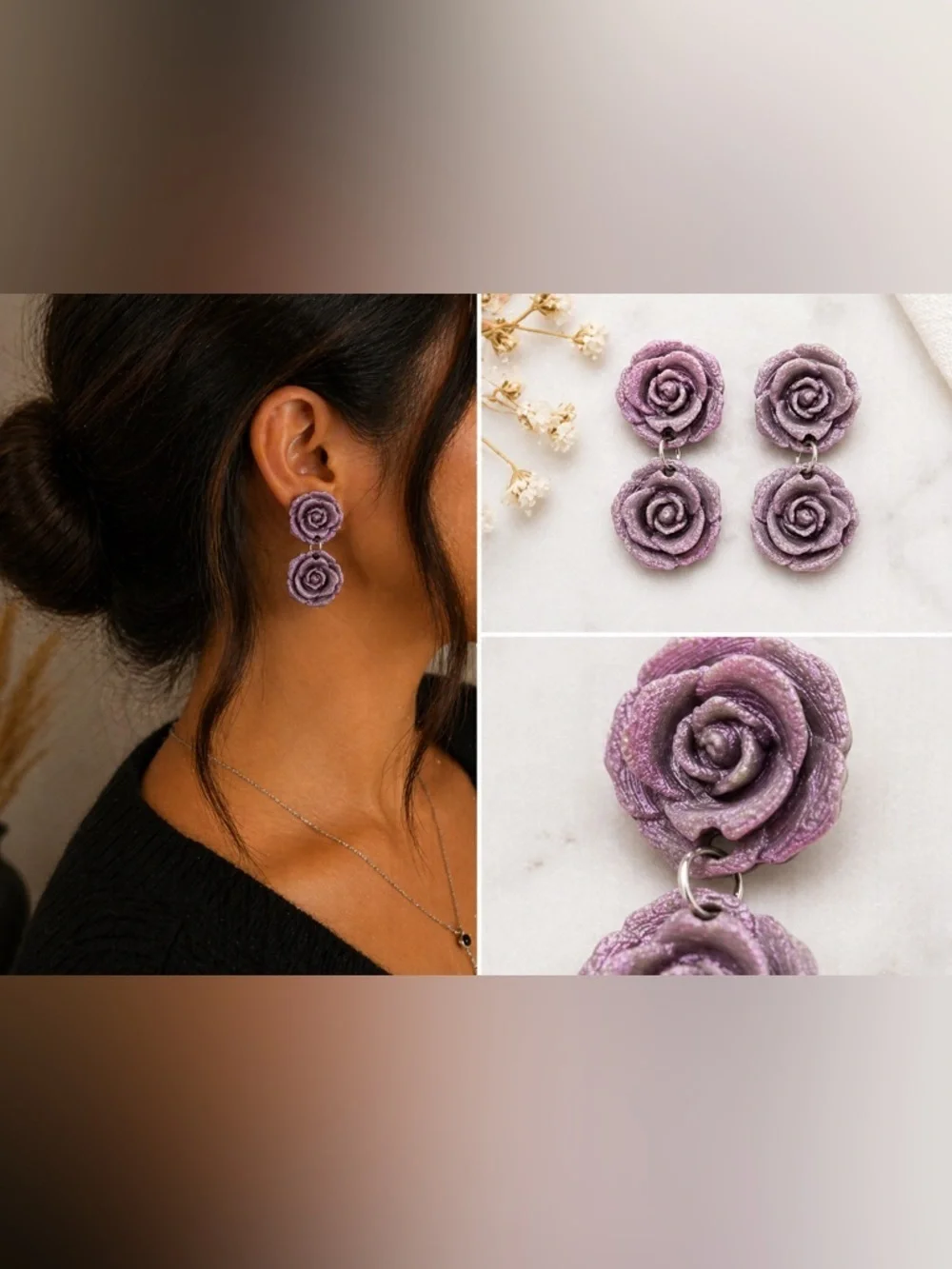 Purple and Gold Color Shift Flower Earrings
